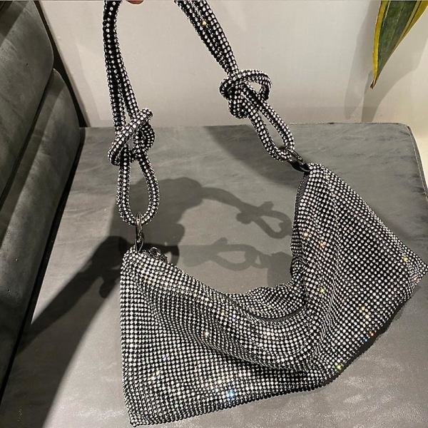 Rhinestone Clutch til Aften Silver Glansende Krystal Middagsfest Bryllups Taske og Håndtaske Skuldertaske