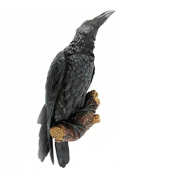 Falsk korp harts staty fågel kråka skulptur utendørs kråkor halloween dekor kreativt for hage