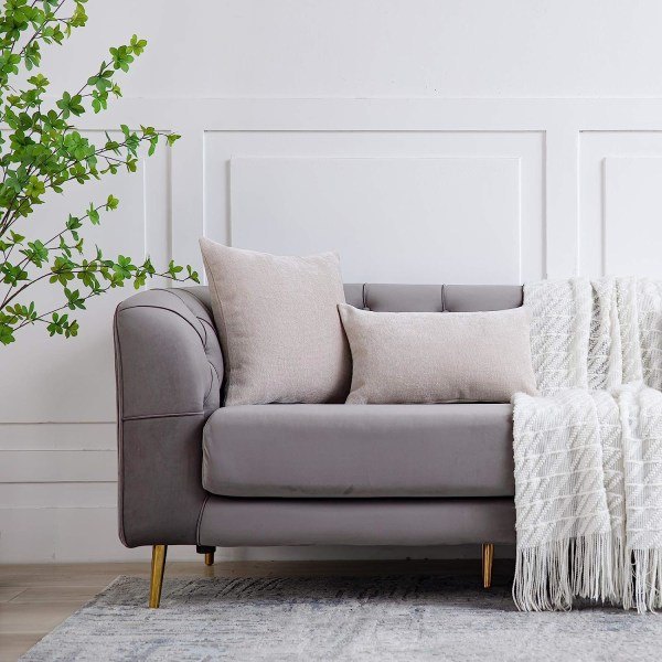 Neutrala Kuddfodral 20x20 tum Set med 2 Solida Rustika Bondgård Dekorativa Kuddfodral Fyrkantiga Case för Hemmet Soffa Soffdekoration