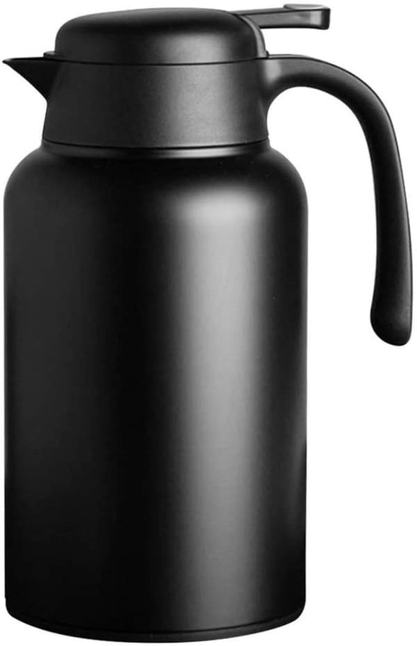 Termokande, 2L Isoleret Kande i Rustfrit Stål, Holder Drikke Varme Eller Kolde i 24 Timer, Sort Til Hjem, Kontor Og Rejser