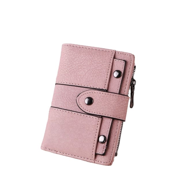 Mode hopfällbar liten plånbok dam Pu läder korthållare plånbok Rosa