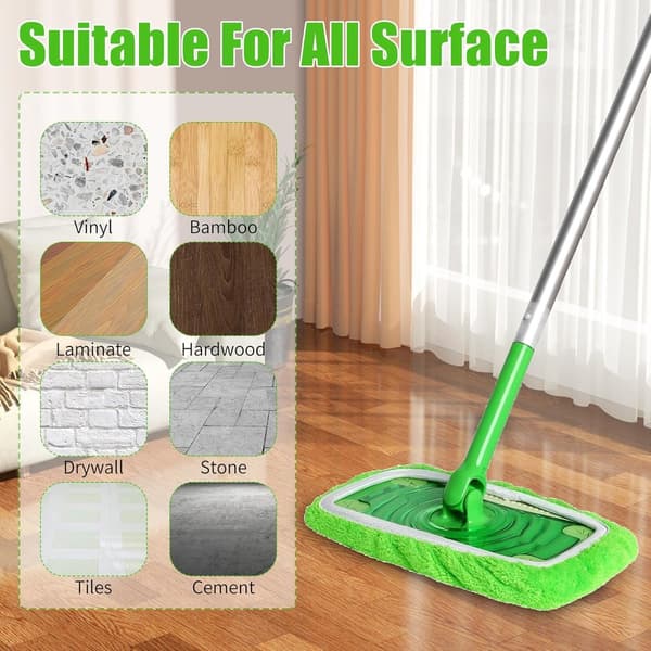 Påfyllningsbara moppdynor lämpliga för Swiffer Sweeper - 10-pack - Moppar - Våt och torr för hemstädning - Tvättbara mikrofibermoppdynor - 25 x 11,5 cm