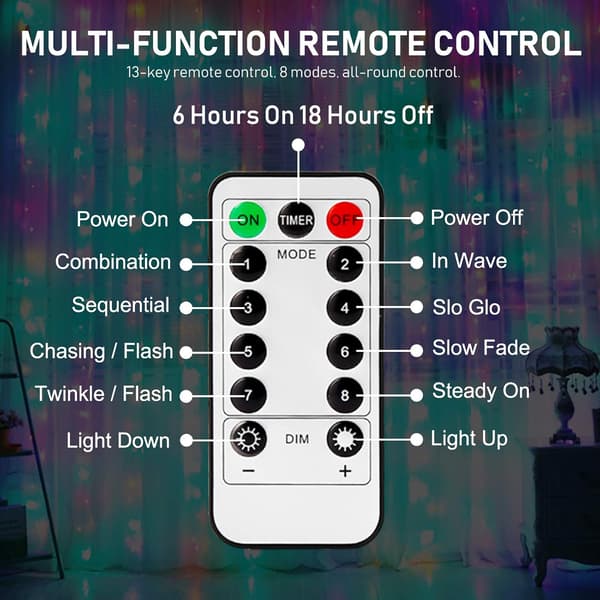 LED String Light Curtain, USB String Light Curtain, 8 Modes with Remote Control, String Light for Bedroom, Indoor and Outdoor Decoration, Party Wedding_yux