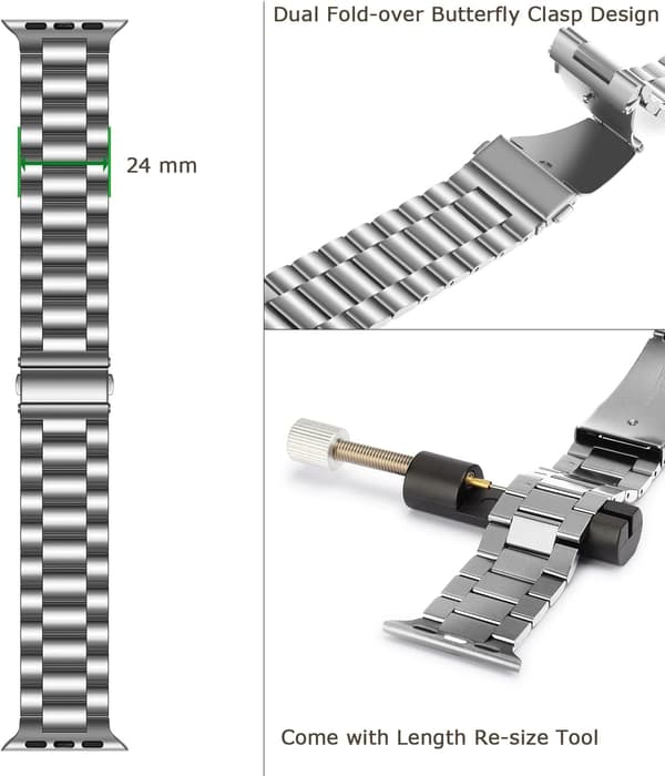 Rem kompatibel med Apple Watch Band 42/44/45mm Sølv