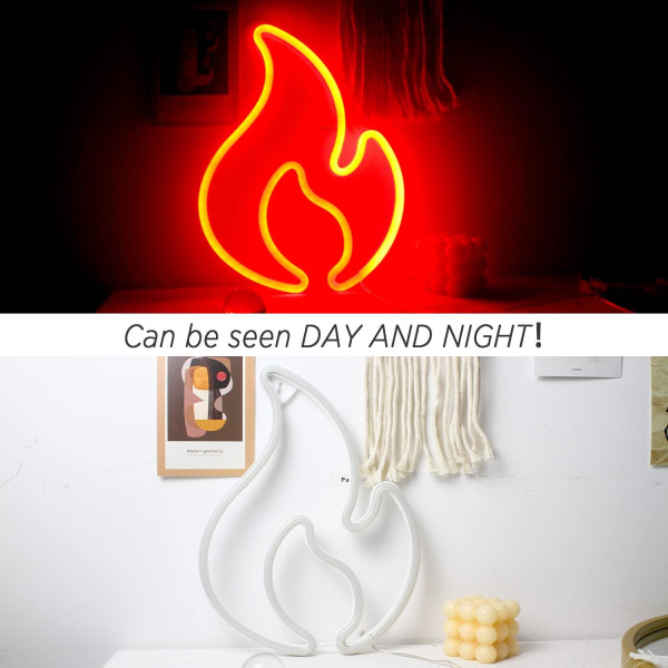 Flammor Neonljus för väggmonterade röda LED-skyltar Lyser Upp