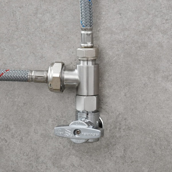 3-vejs 3/8\" og 1/2\" 3-vejs adapter Tee-kobling Rustfrit stål 3/8\" vandledning T-kobling Børstet nikkel