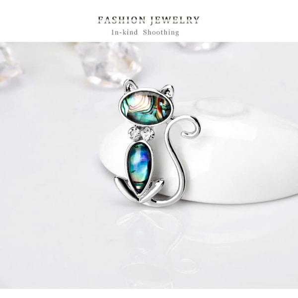 Kattbrosje for kvinner Mote Halsduk Spenne Legering Rhinestone Dyr Brosje for morsdaggave