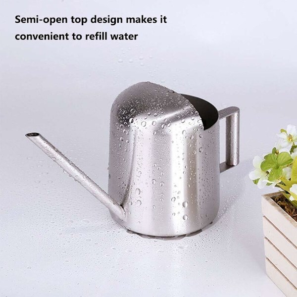 11OZ/300ml Børstet Rustfrit Stål Tyk Vandkande Lang Tud Mini Vandkande til Bonsai Blomster Planter i Have Hjemmekontor Terrasse