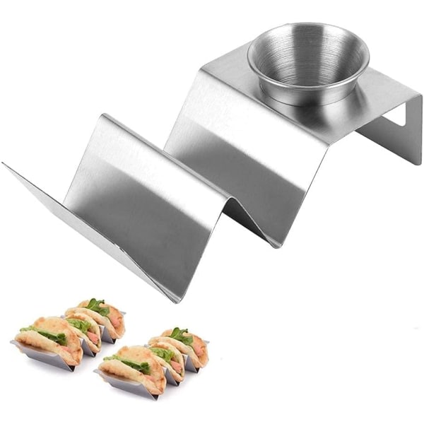 Galaxy Tacohållare med såskopp, serveringsbricka för tacotallrik i rostfritt stål 2