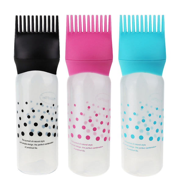 TG Root Comb Applikatorflasker Pakke med 3 plastflasker til hårfarve Frisør Rensemiddel Flasker til hårfarve Hårolier Pleje Hårblegemiddel