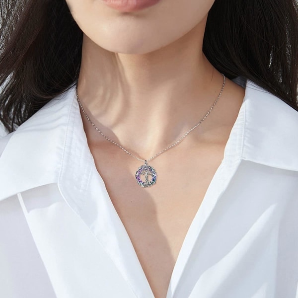 Livets Träd Halsband Keltiskt Familjeträd Halsband Med Cirkel Kristall Smycken Present Till Kvinnor Flickor Vänner Mamma Födelsedag