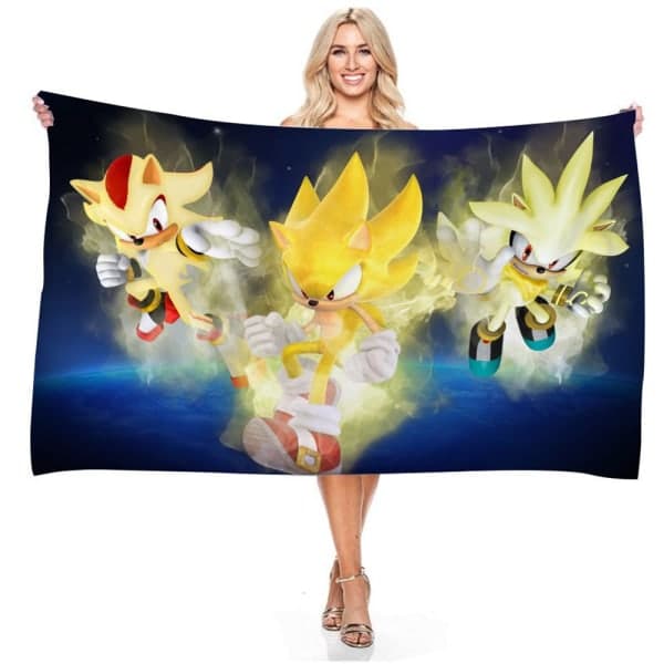 TG Sonic The Hedgehog Mikrofiber Strandhåndklæde Badehåndklæde 70cmX140cm A