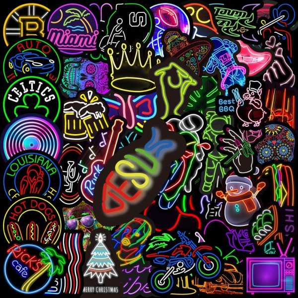 Galaxy Paket med 100 vintage graffiti-dekaler neon-dekaler for sykkel, skateboard, bærbar datamaskin, PS4 høy vidhäftning