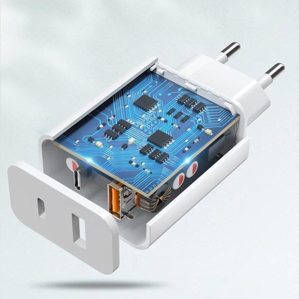 TG 20W Dubbel USB/Type-C Port Snabbladdnings Väggadapter Vit