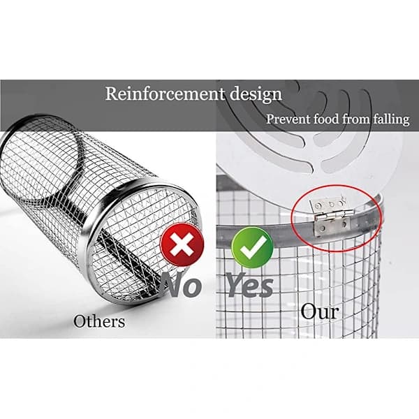 2-pack Stainless Steel Grill Basket, 2 Hooks and 2 Forks. Rolling Grill-XF5-_yux