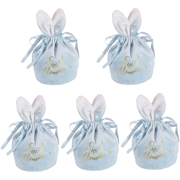 Påsk Presentpåsar Presentpåse med kaninöron för godis Födelsedagspåse Färgglad påskpåse（Den ljusblå）