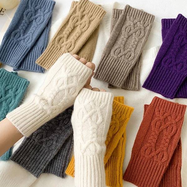 Vinter Fingerlösa Vantar Varma Mjuka Ull Stickade Vantar Eleganta Handled Arm Hand Halvfinger Elastiska Korta Vantar Guantes