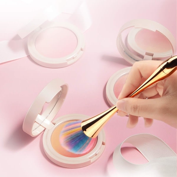 Nageldammborste, rengöringsborste för nagelmanikyrfärg och makeuppulverrouge (roséguld)
