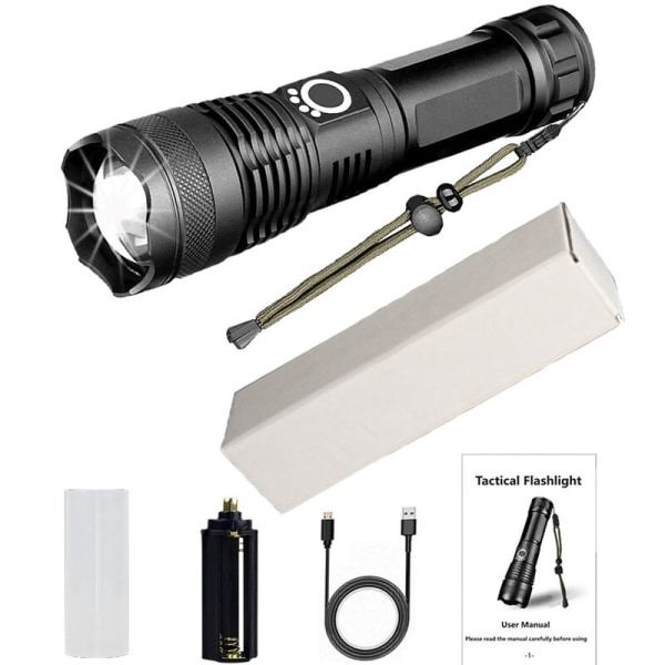 Superstærk LED-lommelygte, 12000 lumen genopladelig lommelygte til campingvandring i nødsituationer