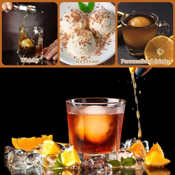 Silikone isboldforme 3-pak, 3 tommer runde isterningbakker med indbygget tragt til whisky, sort