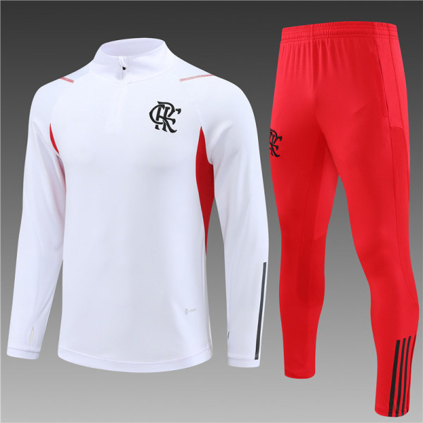 23-24 Ny säsong Flamenco Vuxen/Barn Långärmad Jersey Set vit 12#