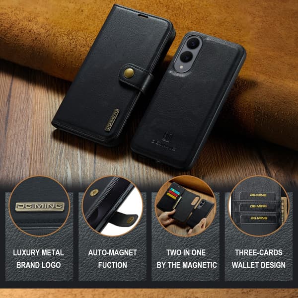 DG.MING 2-i-1 Magnetisk Tegnebog Samsung Galaxy S25 Edge Sort_max