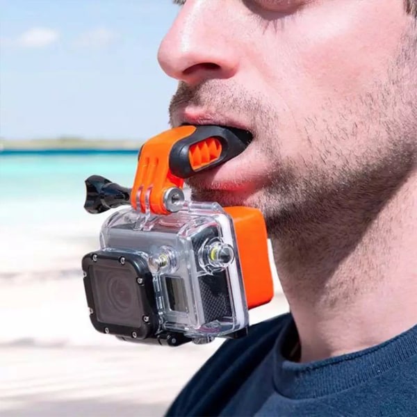 Munfäste Bite Kit Actionkamerahållare Surfing Dykning Set för Hero