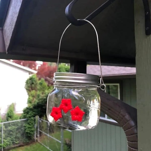 Mason Jar Hummingbird Feeder med 3 porter, Small Bird Wild Bird F