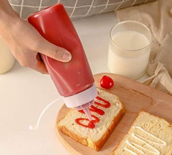 Doseringsflaska - 2 stycken - Klämflaska - 300 ml - Såsflaska - Klämflaskor för sås med lock - Såsflaskor - Transparent plast