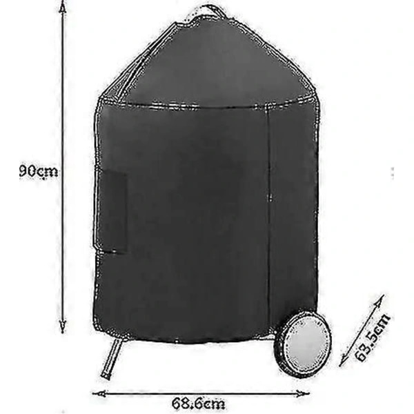 Grillovertræk til Weber 57 cm kulgrill, 600D polyester vandtæt UV-resistent til udendørs brug, sort