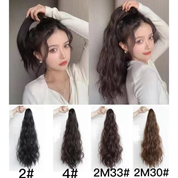 TG Lang Tjukk Krøllete Wrap Around Clip In Hestehale Hårforlengelse Pon Lys Brun one-size