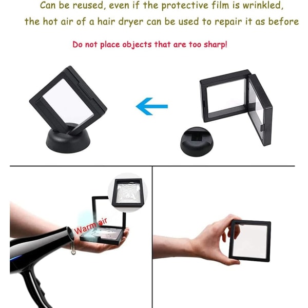 5 dele (sort) flydende udstillingsmontre, 3D-gennemsigtige displaystativer