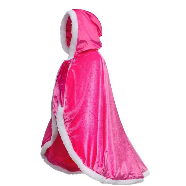 Galaxy Juldräktfest Hupullinen manteli Cosplay Velvet Princess Cape rosa 130cm