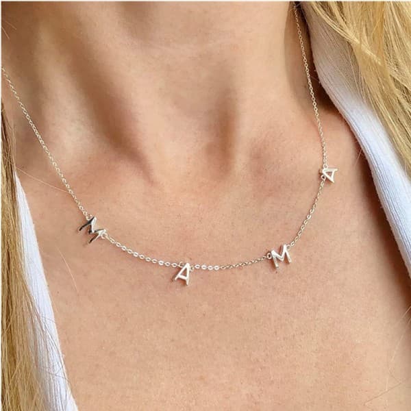 14K ekte gull MAMA kragebenskjede Morsdagsgave Sølv Silver