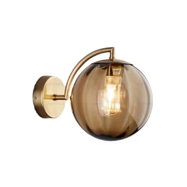 Ny Nordisk Modern Vägglampa Ø15CM Bärnstensfärgad Glaskula Vägglampa Ljusarmatur Metallfäste Lampett (Amber)