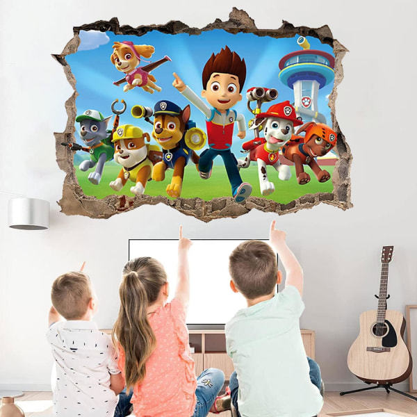 Paw Patrol 3D Väggdekal Sovrum, Paw Patrol, Väggdekaler, Paw Patrol