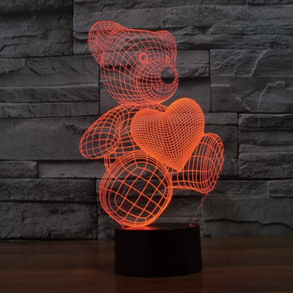 3D Nattlampa LED-lampa Nattlampa Barn Touch-lampa 7 färger Byt