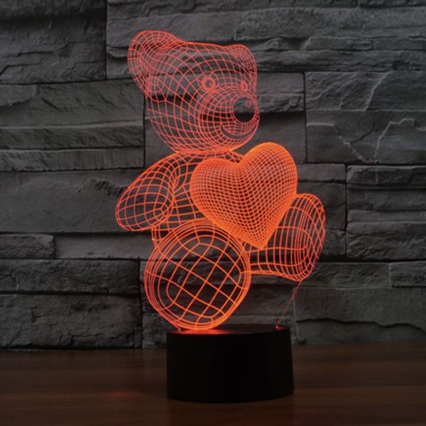 3D Nattlys LED-lampe Nattelys Barn Touch-lampe 7 farger Skiftende