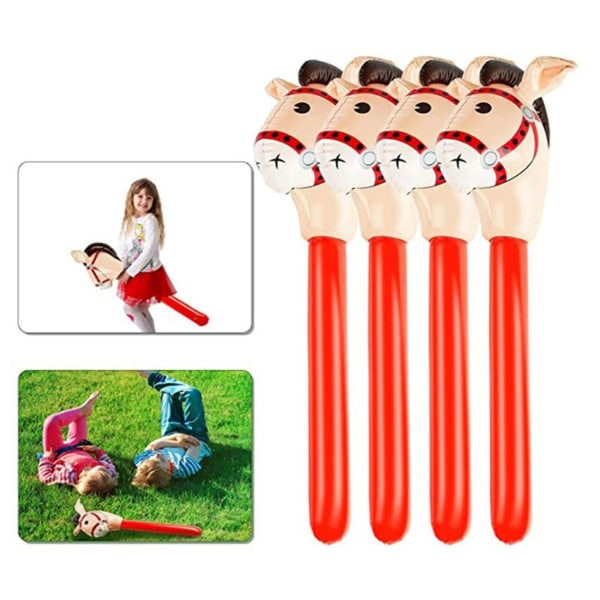 3 st Uppblåsbara Häst Huvuden Cowgirl Stick Pvc Ballong Utomhusleksaker