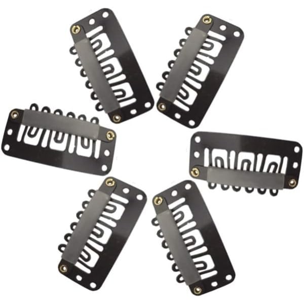 TG Metall Snap Clips för hårförlängningar och inslag (32 mm, mörkbrun) (20 st)