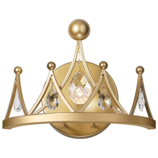 Gullkrone Vegglampe Metall Krystall Moderne Sengelampe for Soverom Egnet for Stue Dekorasjon