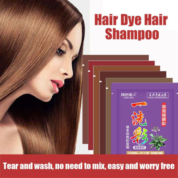 TG Hårfarve Instant Hair Dye Hårshampoo Sort Brun Dækker Kaffe 30ml