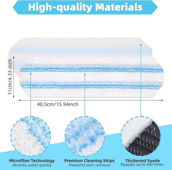 Erstatningsmoppepute egnet for O Cedar H2prO moppesystem, egnet for Vileda H2PrO flatmopp refill kit - Moppehodeerstatning