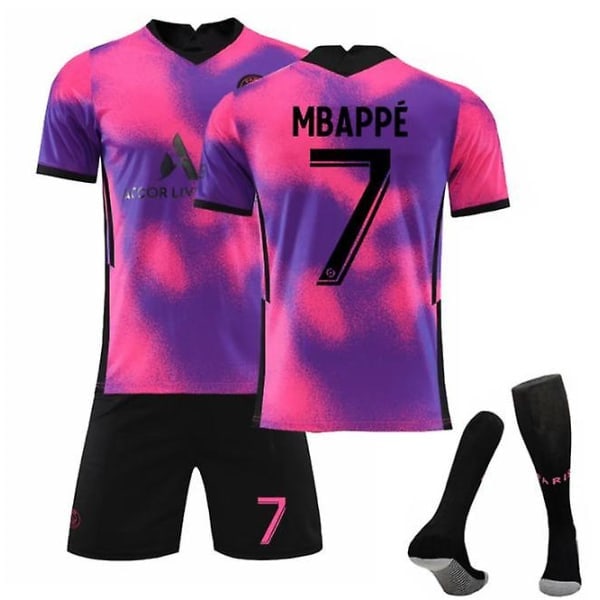 Fotbollskit Fotbollströja Träningströja Nr 7 Mbappe Färgstark Barn 26(140-150cm) zdq