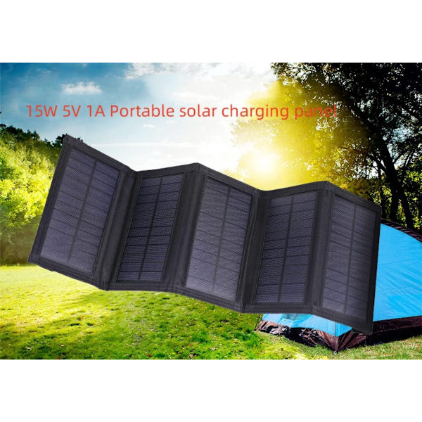 Solpanel - 5 paneler - Solceller - Opladningsbatteri - Sort - Høj kvalitet - Holdbar