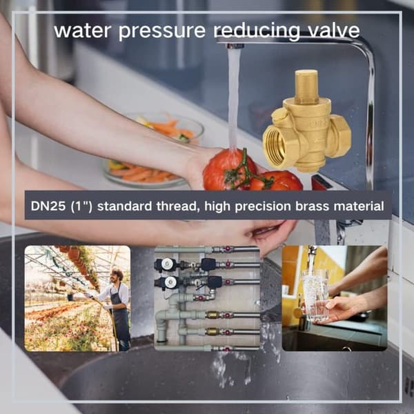 Vandtryksregulator, vandtryksreducer 1 stk justerbar messing trykreducerende ventil regulator gevind DN25 1\"