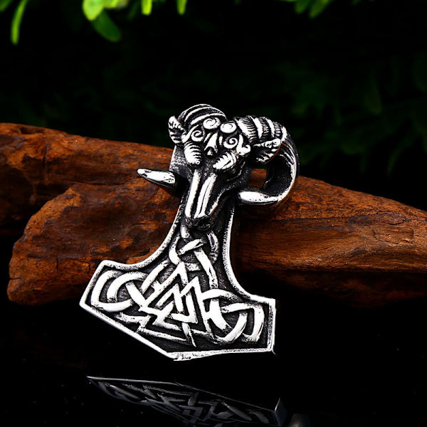 Beier retro Viking- ja kelttiläinen solmu ruostumattomasta teräksestä riipus Pohjoismainen persoonallinen lampaanpää titaaniteräksinen riipus koru BP8-377 Single Pendant
