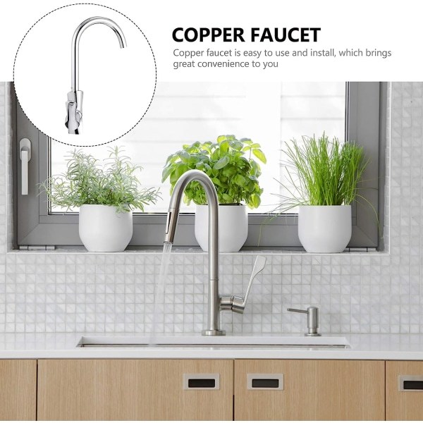 Set Rostfritt Stål Vattenkran Varmt Kallt Vatten Dispenser Modern Kökskran Kök Kran Kran för Kök Badkar Badkar (Silver)