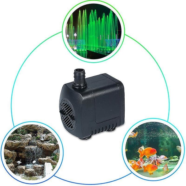Akvaariopumppu LED-valoilla, upotettava pumppu 800l/h, erittäin hiljainen, akvaario, lampi, uima-allas, vesiputous, EU-pistoke - EU-pistoke