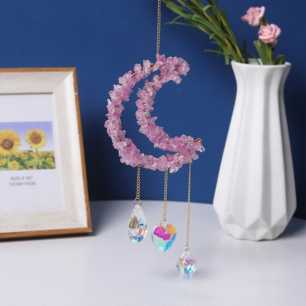Krystallprismekule Henge Sol Måne Henge Solfanger Ornament Hjem Hage Dekor Måne